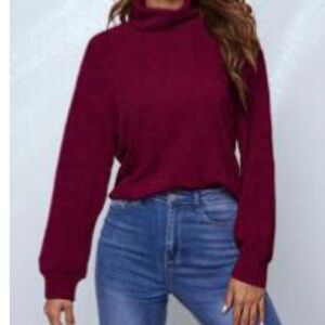 Funnel Neck Drop Shoulder Top